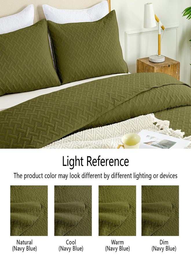 FLYMME Quilts Queen Size,Lightweight Olive Green Bedspreads,Basket Weave Pattern,Ultra Soft Microfiber Bed Coverlet 3 Pieces for All-Seasons (1 Quilt,2 Shams) - Image 5