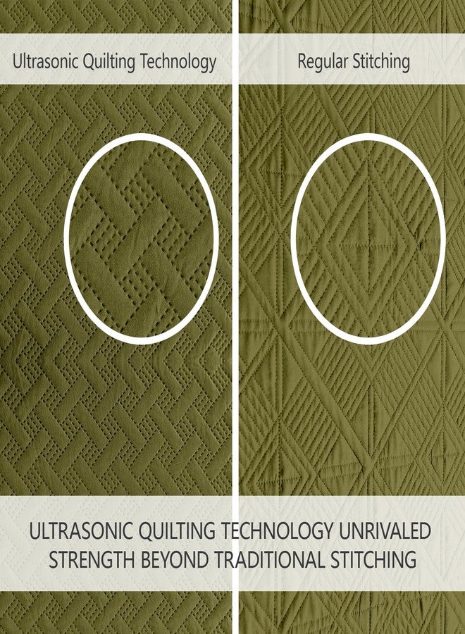 FLYMME Quilts Queen Size,Lightweight Olive Green Bedspreads,Basket Weave Pattern,Ultra Soft Microfiber Bed Coverlet 3 Pieces for All-Seasons (1 Quilt,2 Shams) - Image 3