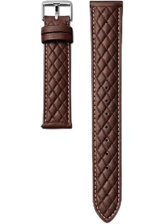 22mm Genuine Leather Watch Band – Replacement Strap with Stainless Steel Buckle – Compatible with Samsung Watch, Huawei Watch, Amazfit & Other Smartwatches Using 22mm Strap (Brown 3D, Silver Buckle) - Image 1