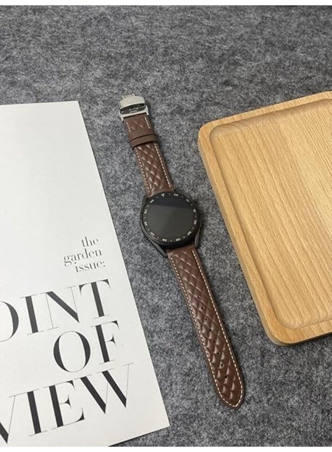 22mm Genuine Leather Watch Band – Replacement Strap with Stainless Steel Buckle – Compatible with Samsung Watch, Huawei Watch, Amazfit & Other Smartwatches Using 22mm Strap (Brown 3D, Silver Buckle) - Image 2