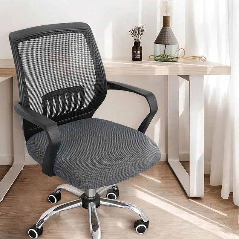 Boolygo Office Chair Covers, Elastic Stretch Computer Chair Seat Slipcovers Super Fit Anti-dust Desk Seat Cover Removable Washable Kitchen Chair Protective Cover (Grey, XL(48-53 cm/ 18.9-20.8 inch)) - Image 3