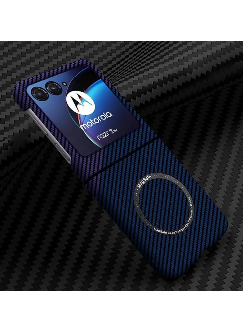 general Case Compatible with Motolora Moto Razr 40 Ultra 5g 2023, Carbon Fiber Texture Magnetic Wireless Charging Ultra Thin Matte Hard Compatible with Magsafe Case Cover