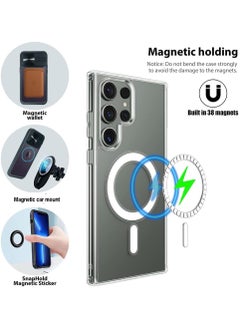 Generic Case Clear Strong Magnetic Soft Tpu Bumper Non Yellow Hard PC Back Military Drop Protection Phone Cover for Samsung Galaxy S24 Ultra (Clear)  - Image 2