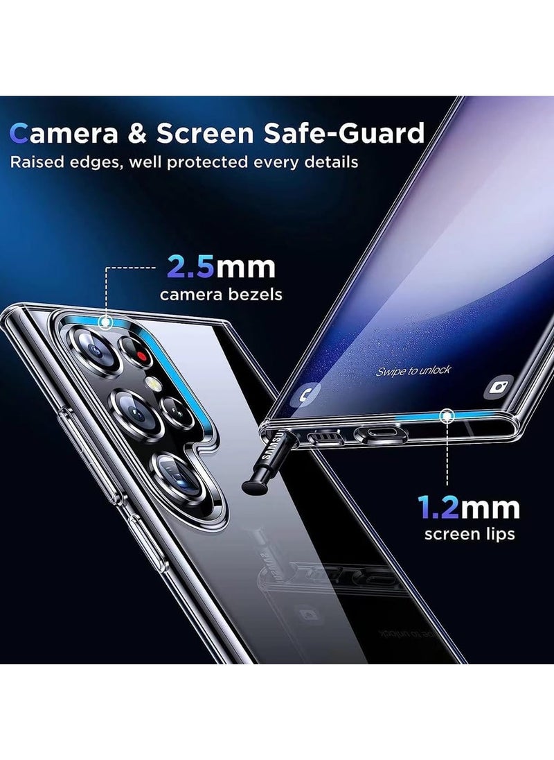 Generic - Case Clear Strong Magnetic Soft Tpu Bumper Non Yellow Hard PC Back Military Drop Protection Phone Cover for Samsung Galaxy S24 Ultra (Clear) - Image 1