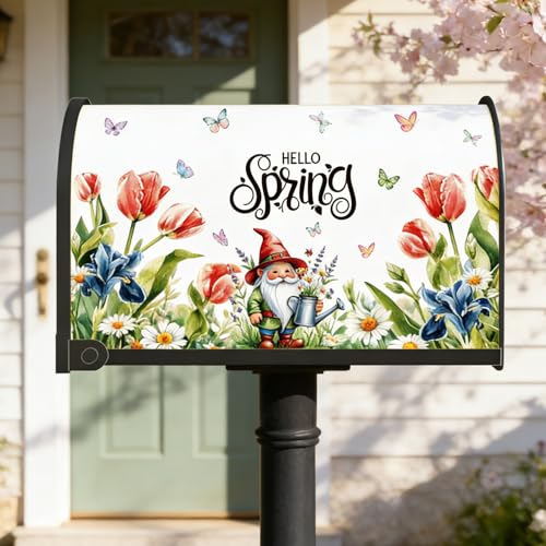 Inisajace Magnetic Mailbox Covers Standard Size 18 x 21 Inch - 4 PCS Seasonal Hello Spring Summer Fall Winter Magnetic Mailbox Covers Wraps, Outside Garden Patio Yard Home - Image 3