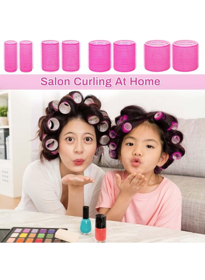 KINGMAZI Rollers Hair Curlers 49 Pcs Set with 24Pcs Self Grip Hair Rollers 4 Sizes and 24 Pcs Hair Clips for Blowout Look Long Medium Short Thick Hair Volume - Image 4