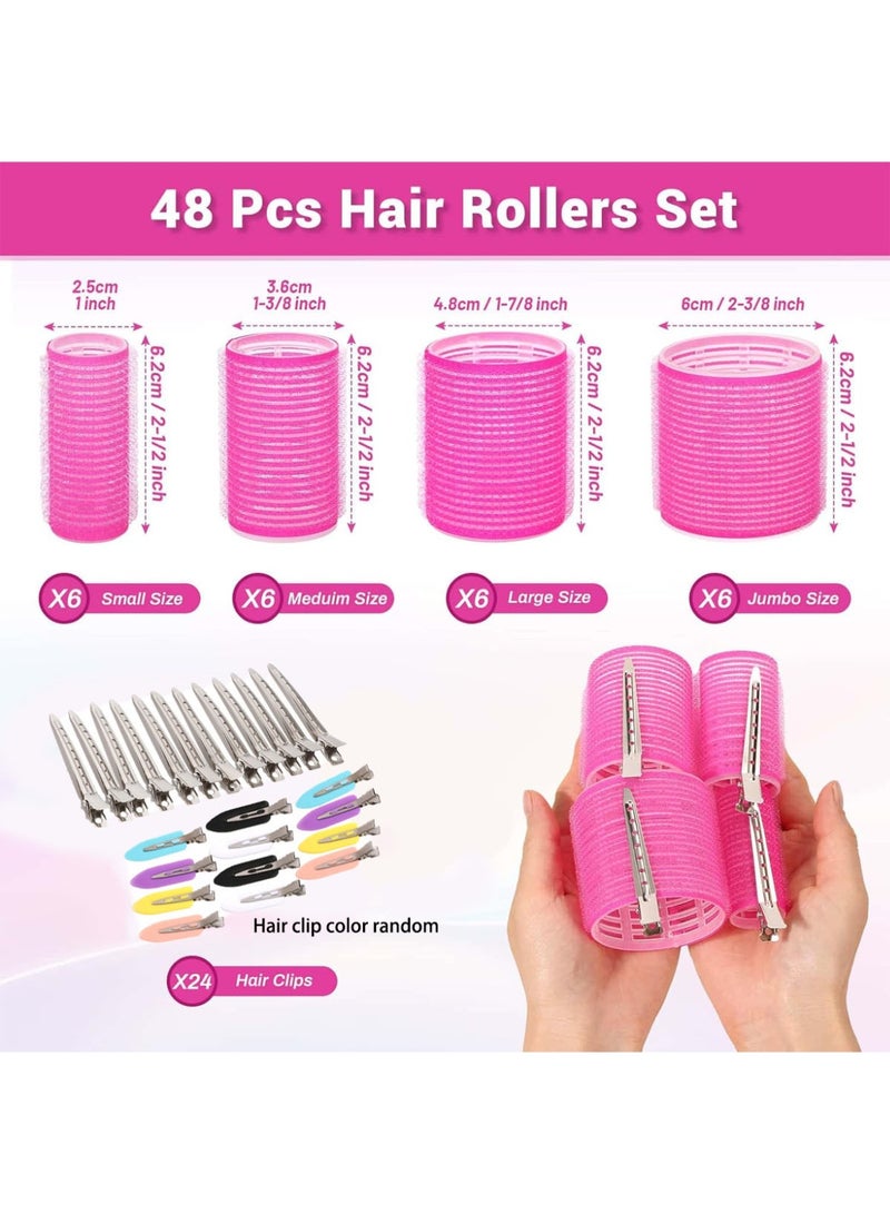 KINGMAZI Rollers Hair Curlers 49 Pcs Set with 24Pcs Self Grip Hair Rollers 4 Sizes and 24 Pcs Hair Clips for Blowout Look Long Medium Short Thick Hair Volume - Image 2