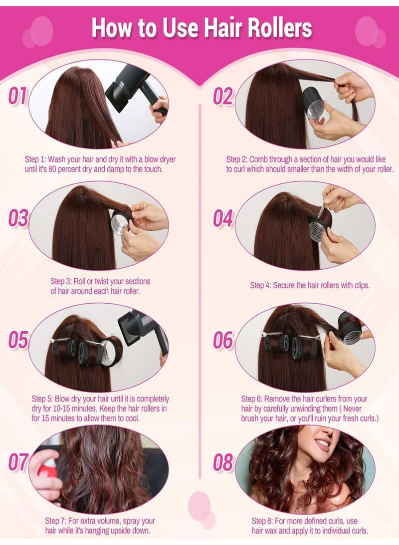 KINGMAZI Rollers Hair Curlers 49 Pcs Set with 24Pcs Self Grip Hair Rollers 4 Sizes and 24 Pcs Hair Clips for Blowout Look Long Medium Short Thick Hair Volume - Image 3