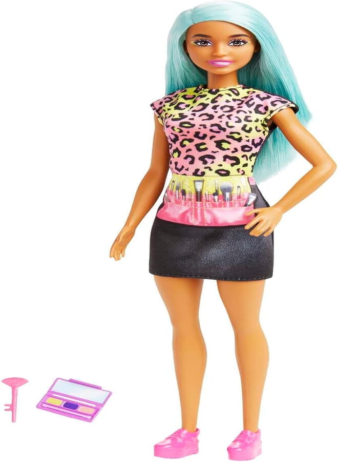 Barbie Makeup Artist Doll With Teal Hair And Career-Themed Accessories Like Palette And Brush