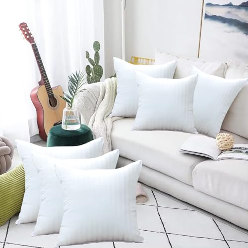 AVI Soft & Fluffy Micorfiber Filled Hotel Quality Premium Cushions Filler Set of 6, 12 x 12 Inch, Decorative Cushion for Sofa, Bed, Throw Pillow Insert, Office (White) - Image 1