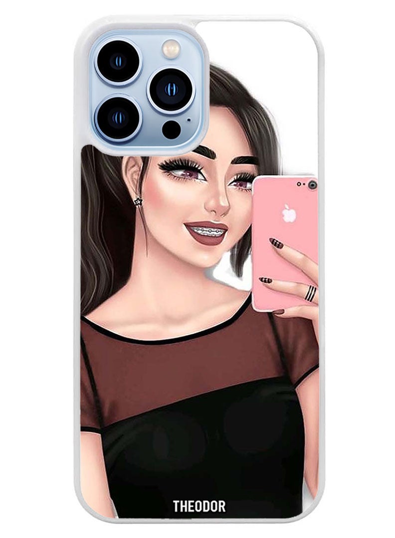 Theodor Protective Case Cover For APPLE IPHONE 14 Pro Max Making Selfi (White Bumper) - Image 1