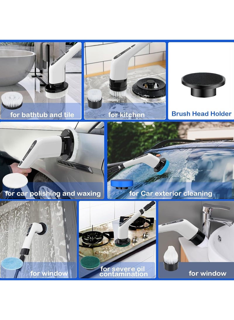 Spin Scrubber, Electric Cleaning Brush, Spin Scrubber Cordless with 8 Interchangeable Drill Brush Heads, Tub and Floor Tile Mop Set with Adjustable Handle for Bathroom Kitchen Car Floor - Image 2