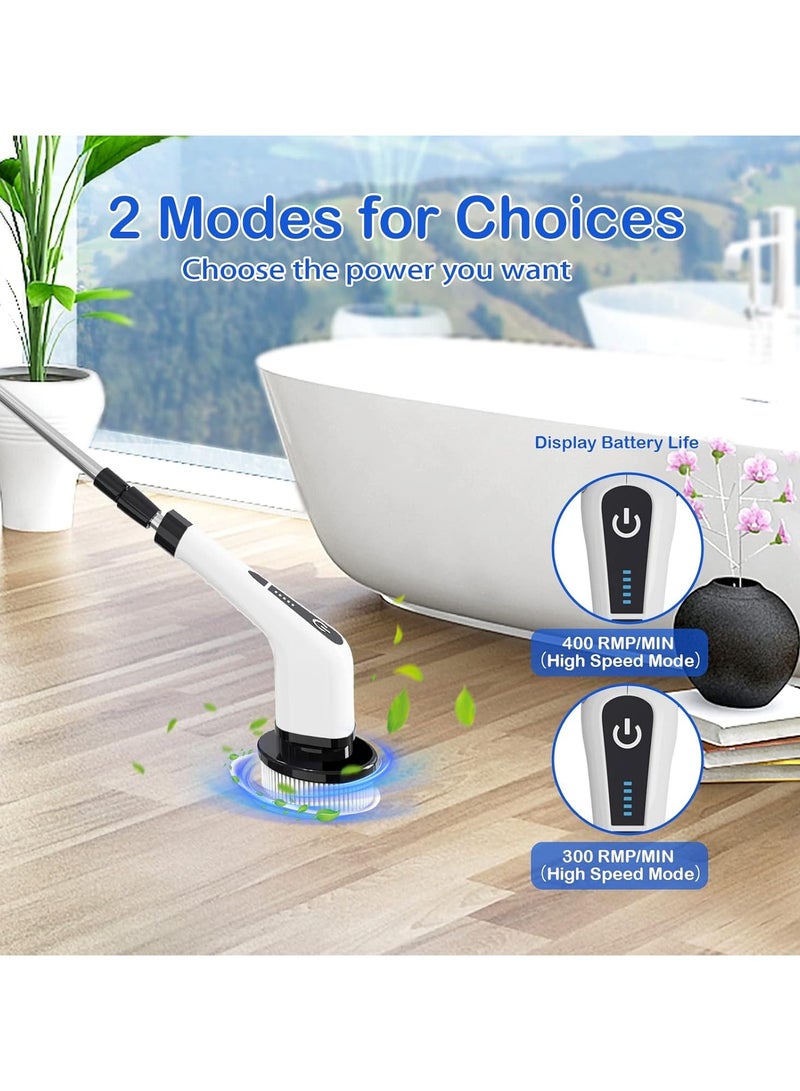 Spin Scrubber, Electric Cleaning Brush, Spin Scrubber Cordless with 8 Interchangeable Drill Brush Heads, Tub and Floor Tile Mop Set with Adjustable Handle for Bathroom Kitchen Car Floor - Image 3