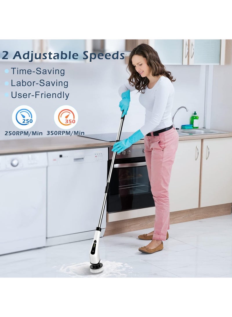 Spin Scrubber, Electric Cleaning Brush, Spin Scrubber Cordless with 8 Interchangeable Drill Brush Heads, Tub and Floor Tile Mop Set with Adjustable Handle for Bathroom Kitchen Car Floor - Image 5