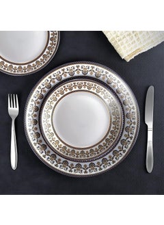Cello Cello Amitabh Bachchan Opalware Solitaire Series Blu Dinner Set, 33 Units | Opal Glass Dinner Set for 6 | Crockery Set for Festive Ocassions, Parties | White Plate and Bowl Set  - Image 4