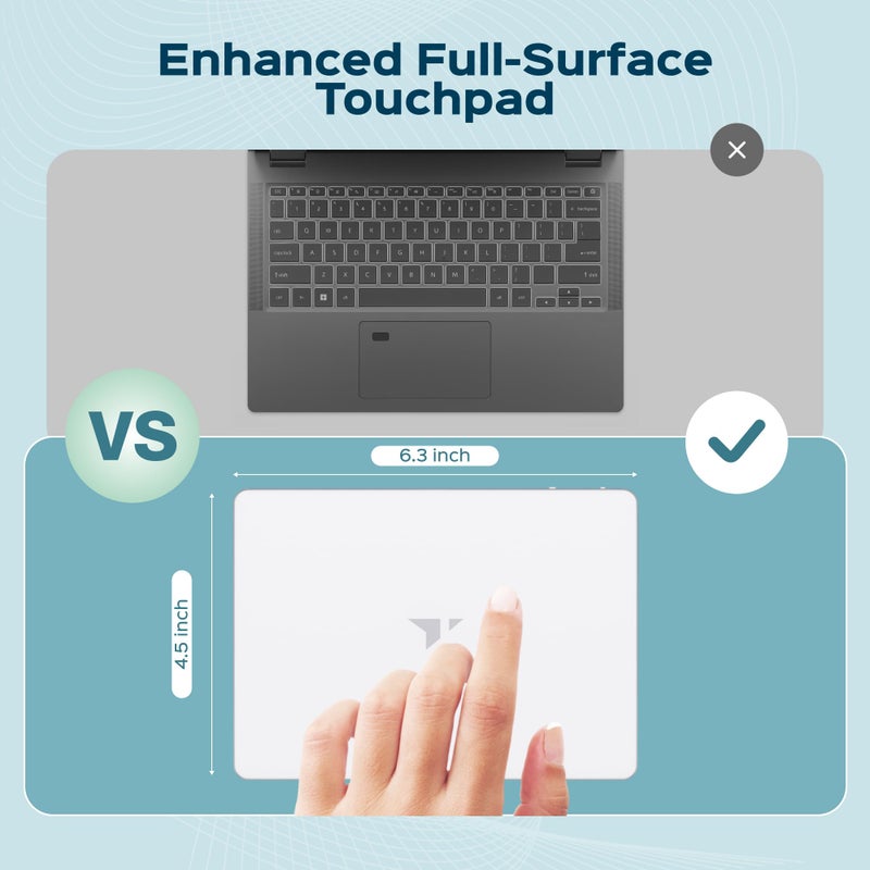 Turonic TP1 Wireless Touchpad, Bluetooth 2.4GHz, Type-C Rechargeable, 150Ã—105mm Area, Up to 30H Use, 4-Touch Recognition, Multi-Device Connection, Precision Glass Surface, Compatible with Windows - Image 5