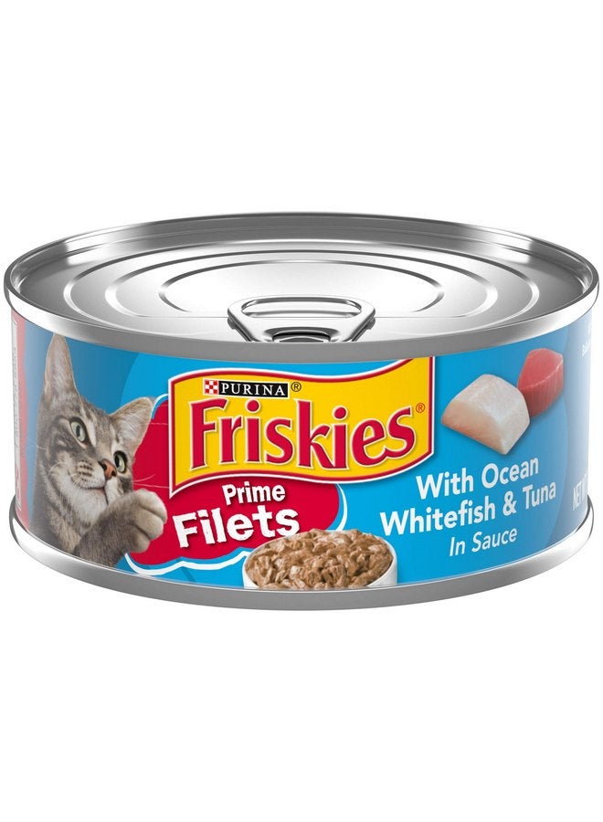 فريسكس طعام القطط الرطب عالي البروتين Purina Friskies Prime Filets With Ocean Whitefish and Tuna in Sauce - (عبوة من 24 علبة) 5.5 أونصة - Image 1