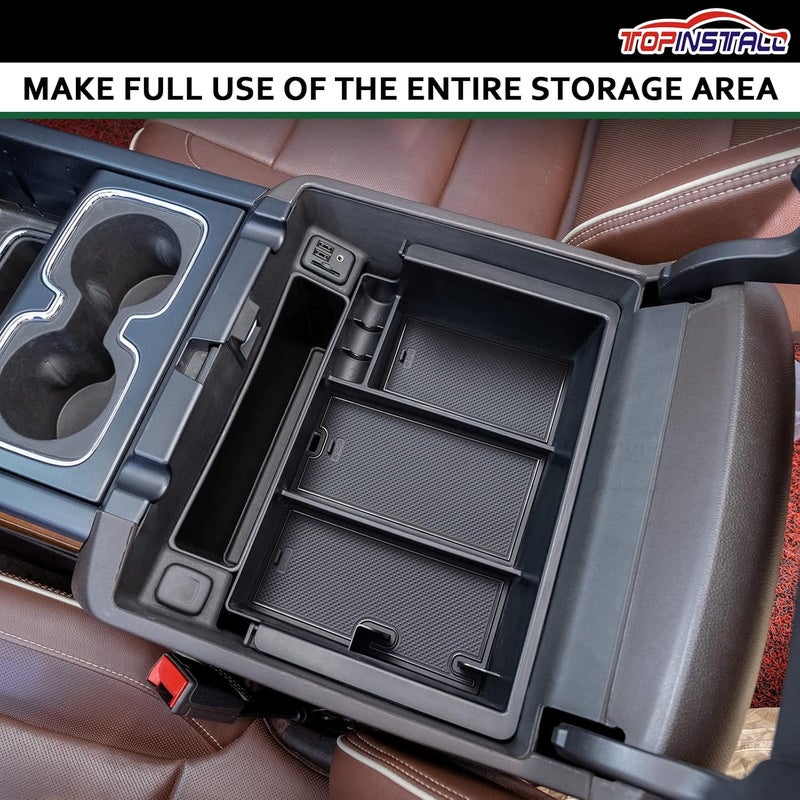TOPINSTALL Full-Size Center Console Tray for 2014-2018 Chevy Silverado/GMC Sierra & 2015-2020 Chevy Tahoe/Suburban/GMC Yukon - Image 2