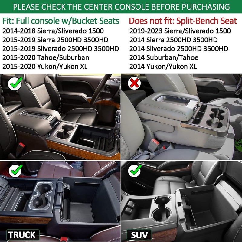 TOPINSTALL Full-Size Center Console Tray for 2014-2018 Chevy Silverado/GMC Sierra & 2015-2020 Chevy Tahoe/Suburban/GMC Yukon - Image 3