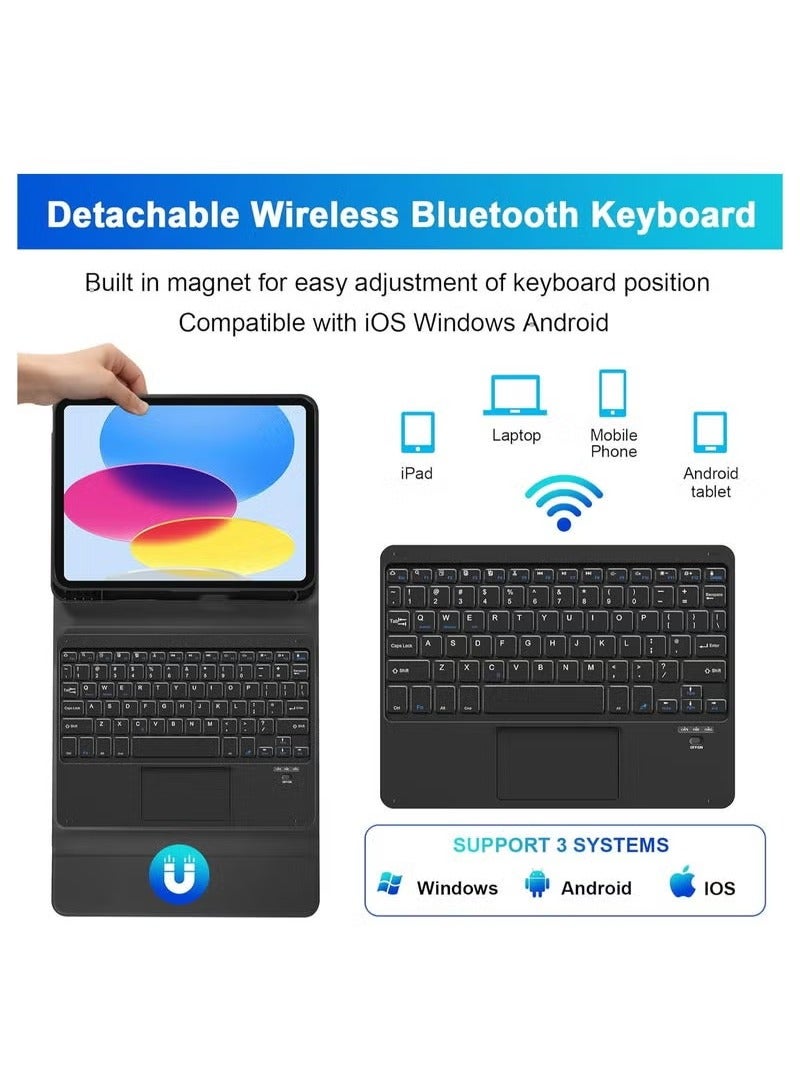 TIGER iPad Pro 13-Inch (2024, M4) Wireless Keyboard Case with Built-in Touchpad – Magnetic Detachable Bluetooth Keyboard | Multi-Gesture Trackpad | Smart Folio Stand Cover with Auto Wake/Sleep | Slim Lightweight Full Protection Case for iPad Pro 13 – Black - Image 2