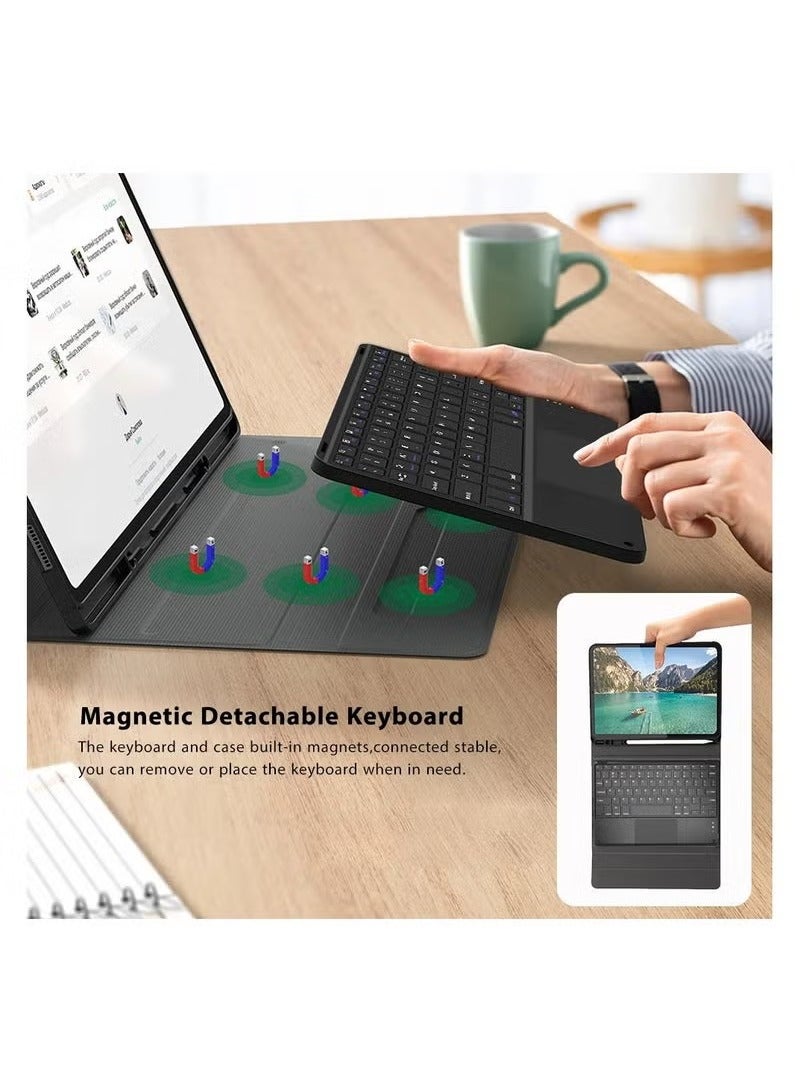 TIGER iPad Pro 13-Inch (2024, M4) Wireless Keyboard Case with Built-in Touchpad – Magnetic Detachable Bluetooth Keyboard | Multi-Gesture Trackpad | Smart Folio Stand Cover with Auto Wake/Sleep | Slim Lightweight Full Protection Case for iPad Pro 13 – Black - Image 3