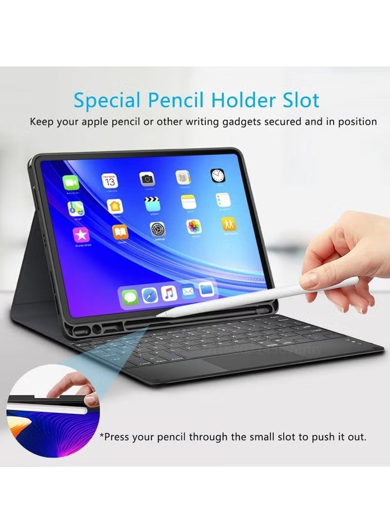 TIGER iPad Pro 13-Inch (2024, M4) Wireless Keyboard Case with Built-in Touchpad – Magnetic Detachable Bluetooth Keyboard | Multi-Gesture Trackpad | Smart Folio Stand Cover with Auto Wake/Sleep | Slim Lightweight Full Protection Case for iPad Pro 13 – Black - Image 5