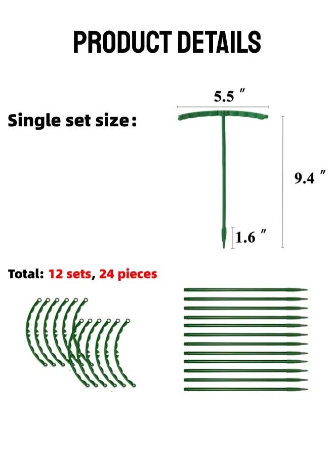 شيبشيب 12 مجموعة من دعائم النباتات القابلة للتكديس، دعم نصف دائري للنباتات، أوتاد حديقة بلاستيكية للزهور الداخلية والخارجية والعصاريات والنباتات المتسلقة - Image 2