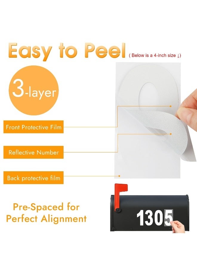 20 PCS Reflective Mailbox Numbers for Outside 4 Inch Self Adhesive Waterproof Vinyl Number Stickers Suitable for Signs Door Garbage Bins House Address Easy to Apply and Durable - Image 2