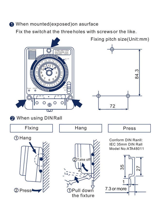 24-Hour Mechanical Timer White/Blue - Image 4