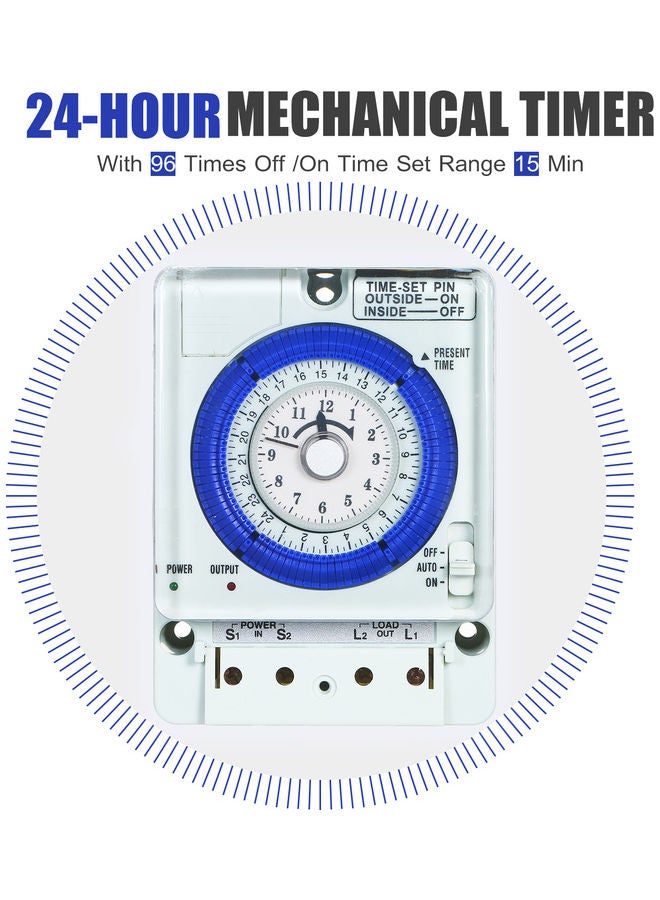 24-Hour Mechanical Timer White/Blue - Image 3