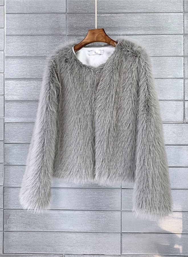 Loquat Women's Solid Color Imitation Fur Short Coat  - Image 1