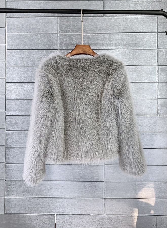 Loquat Women's Solid Color Imitation Fur Short Coat  - Image 2