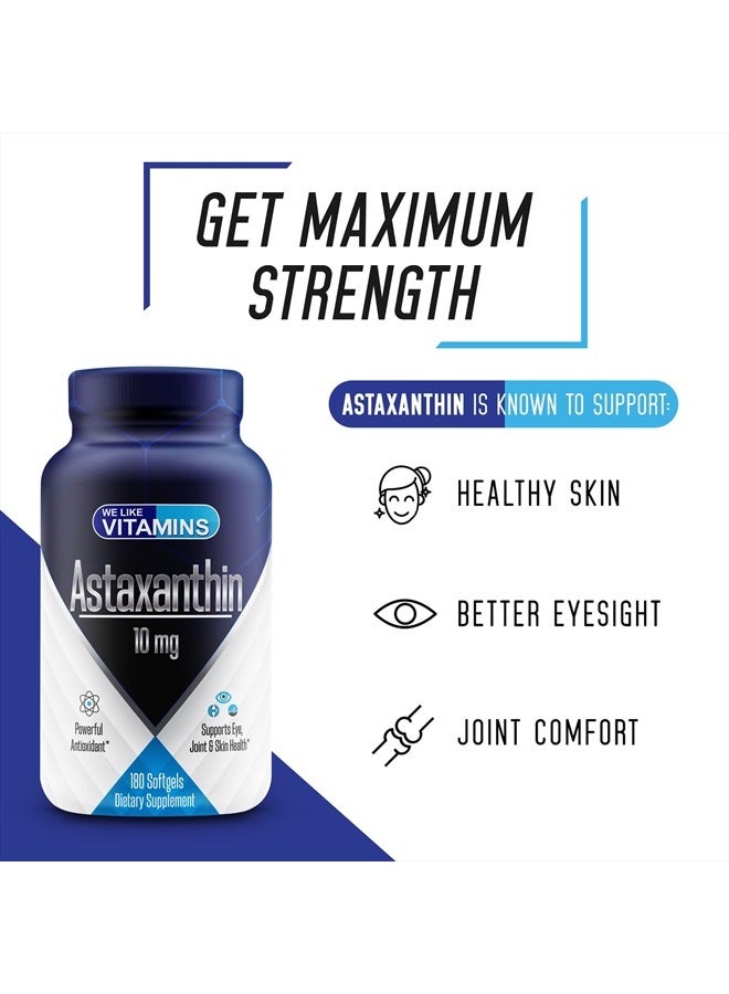 We Like Vitamins Astaxanthin 10mg Softgel - 180 Soft gels - Astaxanthin Supplement 6 Month Supply Antioxidant Helps Support Exercise Recovery, Eye, Joint, Skin Health - Image 4
