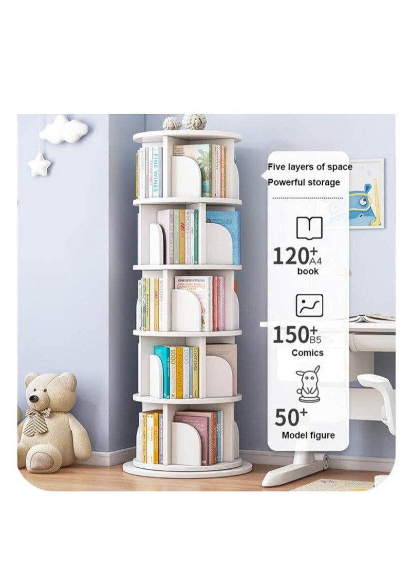 Golden - 5 Tier 360° Rotating Bookcase,Stackable Shelves Bookshelf Organizer,Organizer for Books,Simple Floor-Standing Shelf Study Bedroom Bookcase,Children's Picture Book Stand - Image 1