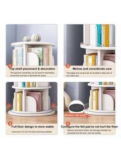 Golden 5 Tier 360° Rotating Bookcase,Stackable Shelves Bookshelf Organizer,Organizer for Books,Simple Floor-Standing Shelf Study Bedroom Bookcase,Children's Picture Book Stand  - Image 4