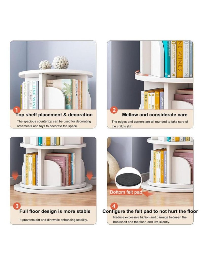 Golden - 5 Tier 360° Rotating Bookcase,Stackable Shelves Bookshelf Organizer,Organizer for Books,Simple Floor-Standing Shelf Study Bedroom Bookcase,Children's Picture Book Stand - Image 1