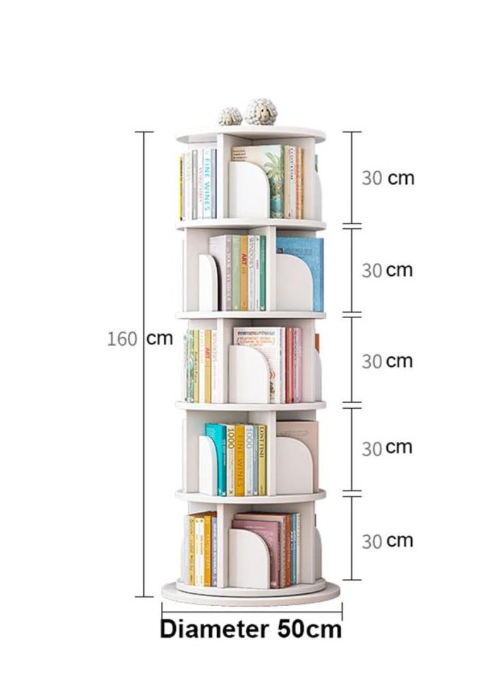 Golden - 5 Tier 360° Rotating Bookcase,Stackable Shelves Bookshelf Organizer,Organizer for Books,Simple Floor-Standing Shelf Study Bedroom Bookcase,Children's Picture Book Stand - Image 1