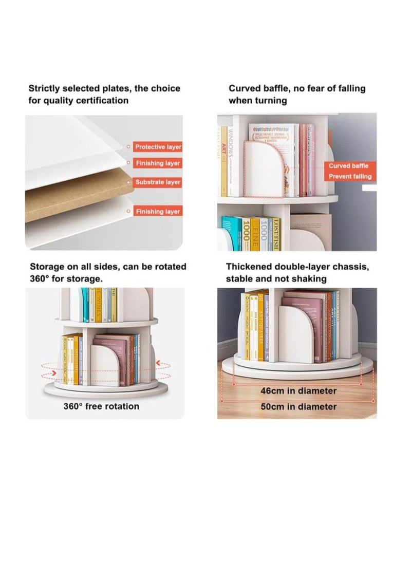 Golden - 5 Tier 360° Rotating Bookcase,Stackable Shelves Bookshelf Organizer,Organizer for Books,Simple Floor-Standing Shelf Study Bedroom Bookcase,Children's Picture Book Stand - Image 1