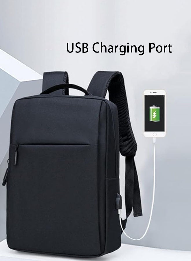 Hanayo حقيبة ظهر لحاسوب محمول 15.6 بوصة حقيبة ظهر مع منفذ شحن USB للرجال والنساء حقيبة مقاومة للماء حقيبة مدرسية للسفر والعمل (أسود) - Image 4