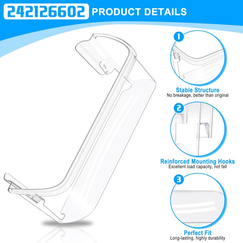 Alvar [2 PACK] UPGRADED 242126602 Refrigerator Door Bin Shelf Replacement For Frigidaire Door Shelf Replacement -LFSS2612TF0 LFSS2612TF4 Frigidaire Door Bin Bottom Shelf Parts 2421266 PS12364199 Shelves - Image 4