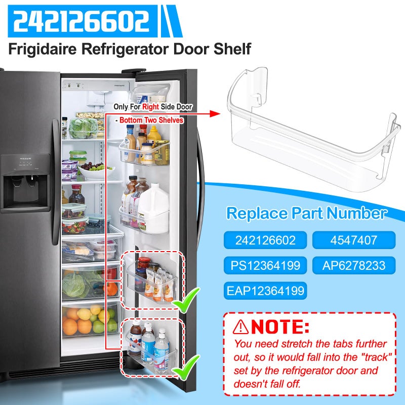 Alvar [2 PACK] UPGRADED 242126602 Refrigerator Door Bin Shelf Replacement For Frigidaire Door Shelf Replacement -LFSS2612TF0 LFSS2612TF4 Frigidaire Door Bin Bottom Shelf Parts 2421266 PS12364199 Shelves - Image 3