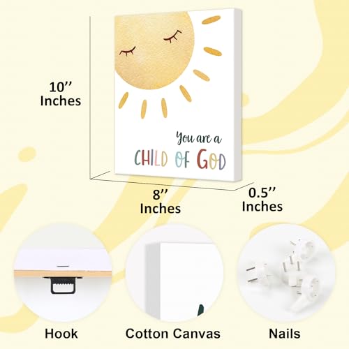 HOURIA Kids Bible Verses Wall DecorInspirational Christian Wall ArtSet Of 6 8X10 Rainbow Scripture Canvas Wall Art For Nursery Bedroom Classroom Sunday School DecorChristian Gifts For kids - Image 3