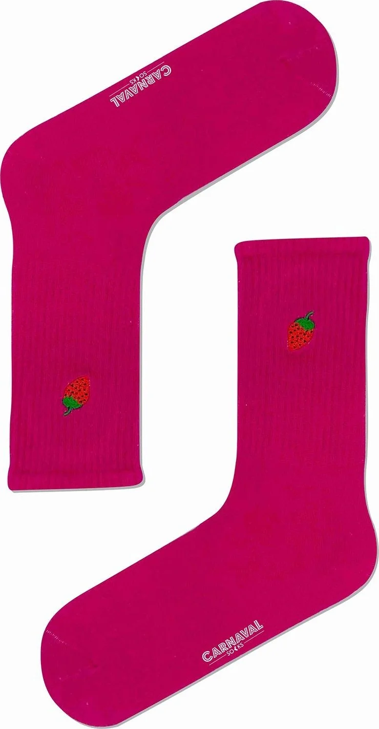 كارنافال سوكس Strawberry Embroidered Pink Color Sports Socks
