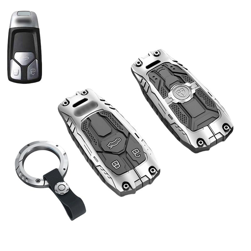 Heavy Metal Key Fob Cover Case Protector for Audi Keychain Accessories for Audi Tpye BSilver