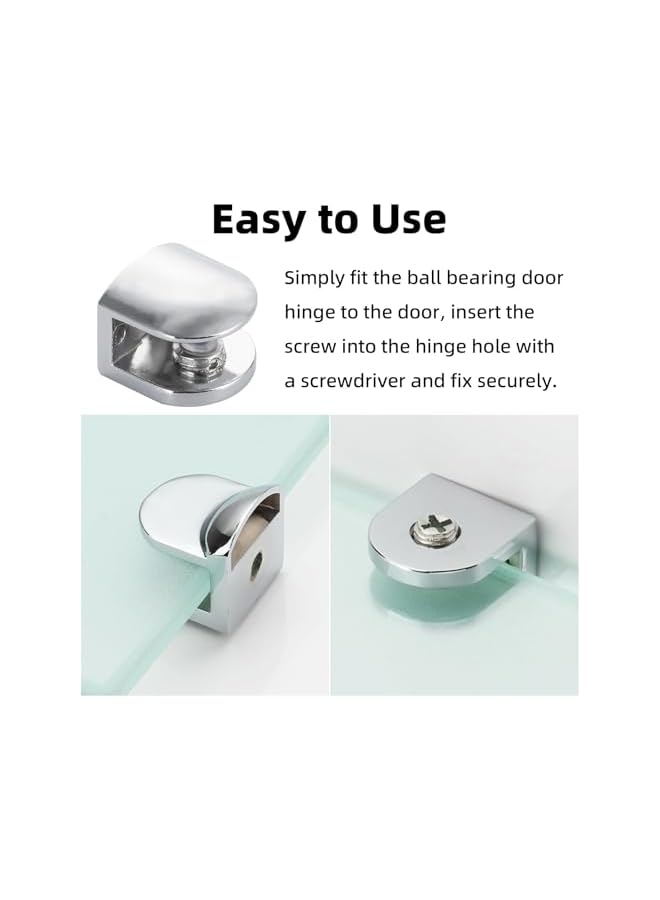 The Bros The Bros Adjustable Glass Shelf Support Bracket, 4 Pcs Zinc Alloy Glass Clamp Clip Holder, with Wall Mount Screws, for Staircase Handrail Balustrades Polished Glazing  - Image 3