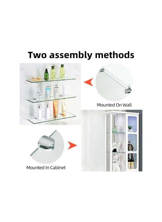 The Bros The Bros Adjustable Glass Shelf Support Bracket, 4 Pcs Zinc Alloy Glass Clamp Clip Holder, with Wall Mount Screws, for Staircase Handrail Balustrades Polished Glazing  - Image 5