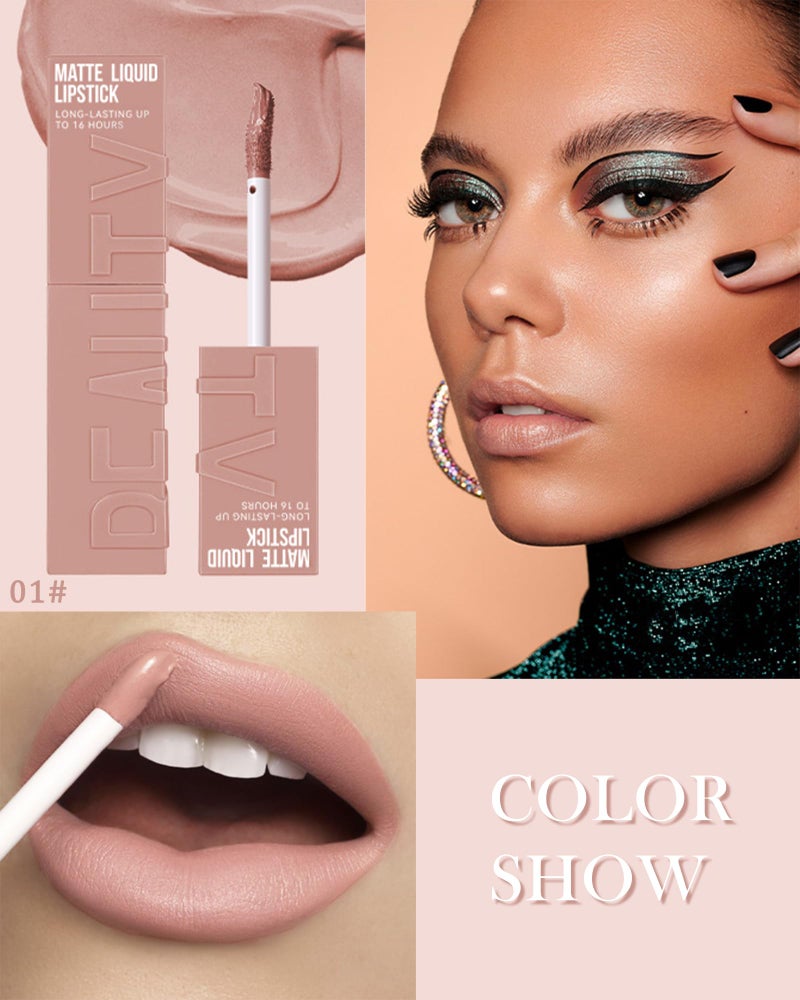 LYSdefeu Matte Liquid Lipstick for Women, 1Pcs Highly Pigmented Color Lip Stain Tint, Super Velvet Matte Lip Gloss, Up to 16H Wear, Long Lasting Waterproof Smudge-proof, Non-Stick Cup Lip Makeup-01# Nude Pink - Image 2