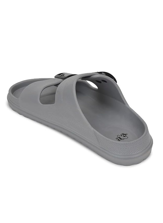 Liberty A-HA COMMIT Slippers for Men - Light Grey  | Casual Slip-on Flats/Slippers Footwear - Buckle Closure | Casual Outdoor Chappal, Monsoon, Rainy Season Footwear for Man - Image 2