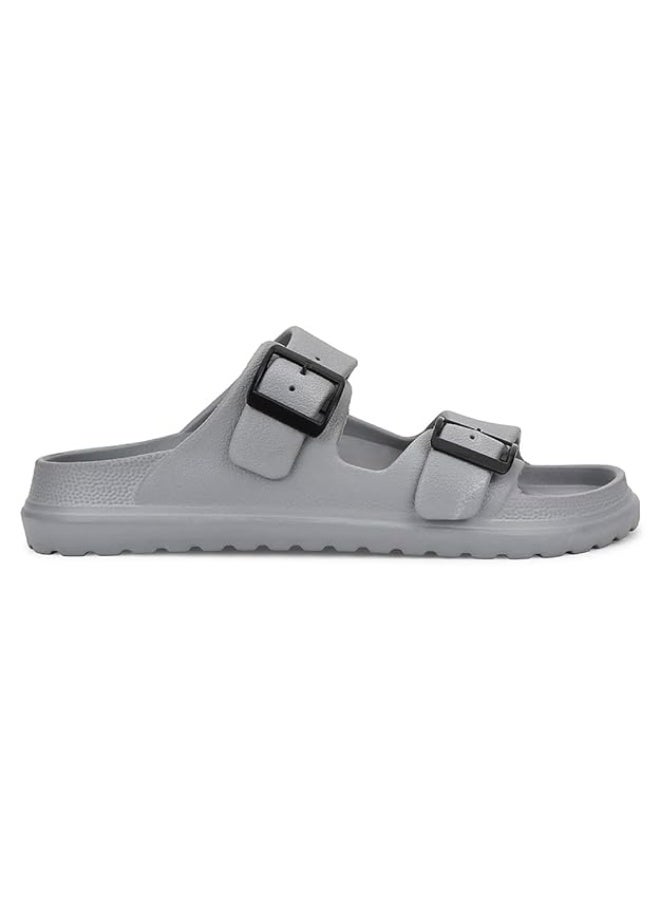 Liberty A-HA COMMIT Slippers for Men - Light Grey  | Casual Slip-on Flats/Slippers Footwear - Buckle Closure | Casual Outdoor Chappal, Monsoon, Rainy Season Footwear for Man - Image 3