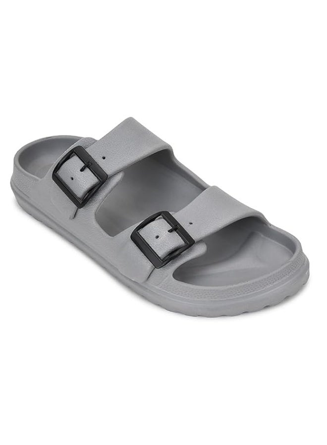Liberty A-HA COMMIT Slippers for Men - Light Grey  | Casual Slip-on Flats/Slippers Footwear - Buckle Closure | Casual Outdoor Chappal, Monsoon, Rainy Season Footwear for Man - Image 1